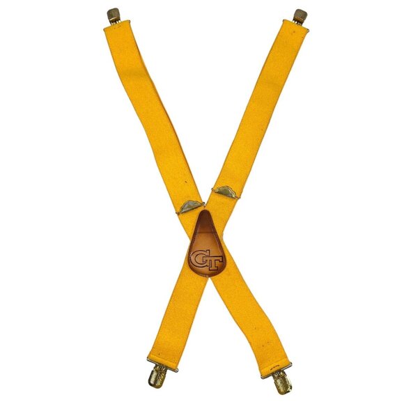 Vintage Leather Georgia Tech Yellow Jackets Suspenders University Frat NCAA - Picture 2 of 16